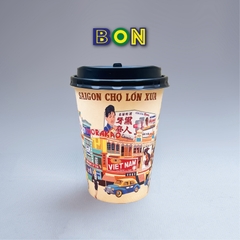 LỐC 50 LY IN TRANH - SÀI GÒN CHỢ LỚN XƯA 360ML - CÀ PHÊ ĐÁ, NƯỚC UỐNG LẠNH - LY DÀY, ĐẸP, 260 Gram SM - Giá đã gồm HĐ VAT