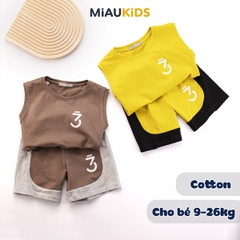 Bộ ba lỗ bé trai cotton số 3 Justme thời trang mát mịn cho bé