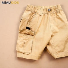 Quần short kaki túi hộp bé trai cotton co giãn phong cách Hàn Quốc
