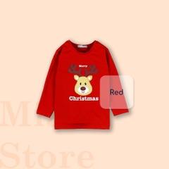 Áo Thun Dài Tay Cho Bé In Hình Chú Tuần Lộc Cho bé chơi Noel, Thun Cotton Dày Mịn Mát Cho Bé Đến 55Kg mặc đi chơi