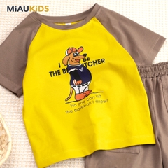 Bộ đồ bé trai cotton thể thao chú chó cá tính mặc nhà đi học thoáng mát