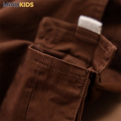 Quần short kaki túi hộp bé trai cotton co giãn phong cách Hàn Quốc