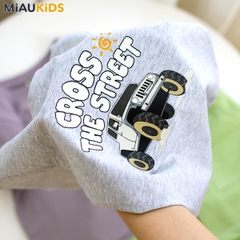 Bộ thun cộc tay cotton in hình xe ô tô cool ngầu cho bé trai 1-8 tuổi