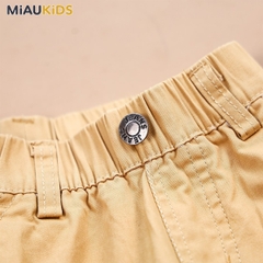 Quần short kaki túi hộp bé trai cotton co giãn phong cách Hàn Quốc