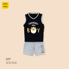 Đồ Ba Lỗ Cho Bé Trai In Hình Chú Khỉ Little Boy Cool Ngầu, Cotton Co Giãn Thấm Hút Cho Bé Đến 55Kg Mặc Hè Thoáng Mát