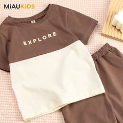 Đồ bộ bé trai EXPLORE cotton mềm mại thoáng mát cho bé đi học chơi