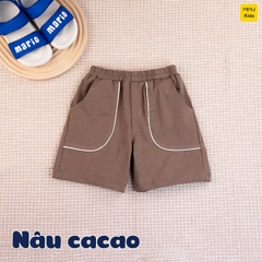 Quần Đùi Cotton Bé MiauKids Phối Viền Túi Thun Co Giãn Thoáng Mát