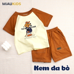 Bộ đồ bé trai cotton thể thao chú chó cá tính mặc nhà đi học thoáng mát