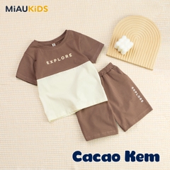 Đồ bộ bé trai EXPLORE cotton mềm mại thoáng mát cho bé đi học chơi