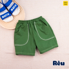 Quần Đùi Cotton Bé MiauKids Phối Viền Túi Thun Co Giãn Thoáng Mát
