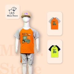 Áo phông bé trai In Hình Đầu Máy Xe Lửa Cực Ngầu, Thun Cotton Mát Mịn Cho Bé Đến 55Kg mặc nhà đi học đi chơi - MiauKids