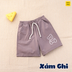 Quần đùi cho bé hoạ tiết Hình Gấu dễ thương, thun cotton mềm mịn mát cho bé mặc nhà đi học đi chơi