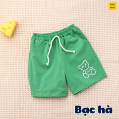 Quần đùi cho bé hoạ tiết Hình Gấu dễ thương, thun cotton mềm mịn mát cho bé mặc nhà đi học đi chơi