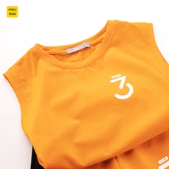 Bộ ba lỗ bé trai hoạ tiết Số 3 Justme thời trang khoẻ khoắn, thun cotton mát mịn cho bé mặc nhà mát mẻ đi học đi chơi