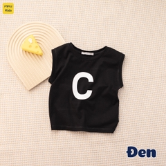 Áo ba lỗ bé trai in chữ A, B, C, D phong cách dễ thương, chất Cotton mềm mịn mát cho bé mặc nhà đi học đi chơi
