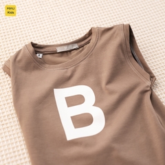Áo ba lỗ bé trai in chữ A, B, C, D phong cách dễ thương, chất Cotton mềm mịn mát cho bé mặc nhà đi học đi chơi