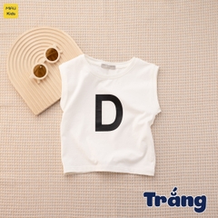 Áo ba lỗ bé trai in chữ A, B, C, D phong cách dễ thương, chất Cotton mềm mịn mát cho bé mặc nhà đi học đi chơi
