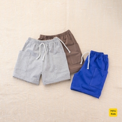 Quần đùi cho bé phối túi hộp 2 bên dễ thương cá tính, phong cách hàn quốc, thun cotton mát mịn cho bé mặc nhà mặc đi học