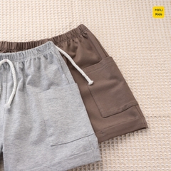 Quần đùi cho bé phối túi hộp 2 bên dễ thương cá tính, phong cách hàn quốc, thun cotton mát mịn cho bé mặc nhà mặc đi học