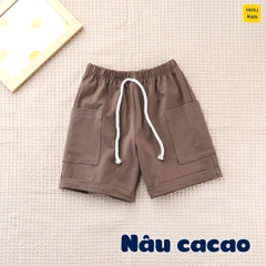Quần đùi cho bé phối túi hộp 2 bên dễ thương cá tính, phong cách hàn quốc, thun cotton mát mịn cho bé mặc nhà mặc đi học