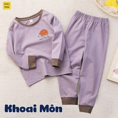 Bộ dài tay cho bé hoạ tiết chú chú nhím dễ thương, thun cotton mềm mịn mát cho bé mặc nhà rất thích