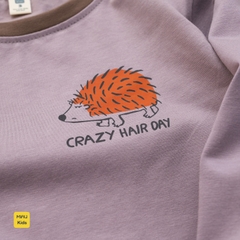 Bộ dài tay cho bé hoạ tiết chú chú nhím dễ thương, thun cotton mềm mịn mát cho bé mặc nhà rất thích
