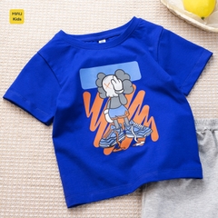 Đồ bộ bé trai in hình nhân vật Kaws ngộ nghĩnh đáng yêu, chất thun cotton mềm mát mịn cho bé mặc đi học đi chơi