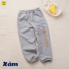 Quần dài cho bé in chữ phong cách thể thao, chất thun nỉ da cá cotton mềm mịn mát cho bé mặc nhà đi học đi chơi