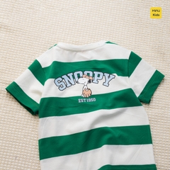 Áo thun sọc cho bé trai in hình chú chó Snoopy dễ thương, chất thun cotton tổ ong thoáng mát cho bé mặc đi học đi chơi