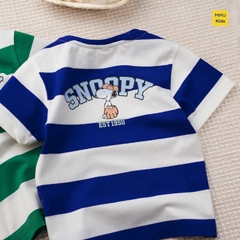 Áo thun sọc cho bé trai in hình chú chó Snoopy dễ thương, chất thun cotton tổ ong thoáng mát cho bé mặc đi học đi chơi