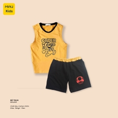 Bộ Sát Nách Bé Trai In Hình Mario Vui Nhộn Đáng Yêu, Thun Cotton Co Giãn Thấm Hút Cho Bé Đến 55Kg Mặc Hè Thoáng Mát