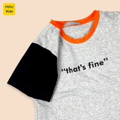 Áo Thun Bé Trai Cotton Phối Tay "That's Fine" - Thời Trang Năng Động Cho Bé