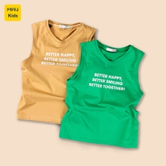 Áo phông cho bé, Áo ba lỗ bé trai In Chữ Better cực cá tính, Cotton Mềm mịn thấm hút Cho Bé Đến 55Kg mặc đi học đi chơi