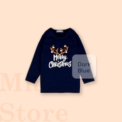 Áo Thun Tay Dài Cho Bé In Chữ Merry Christmas cho bé chơi Noel, Thun Cotton Dày Mịn Mát Cho Bé Đến 55Kg mặc thoải mái