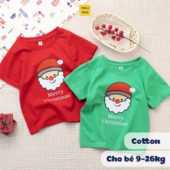 Áo phông Noel cho bé hoạ tiết Ông Già Noel Merry Christmas chất thun cotton thoáng mát mềm mịn cho bé mặc giáng sinh
