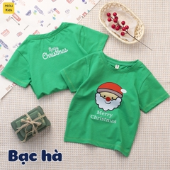 Áo phông Noel cho bé hoạ tiết Ông Già Noel Merry Christmas chất thun cotton thoáng mát mềm mịn cho bé mặc giáng sinh