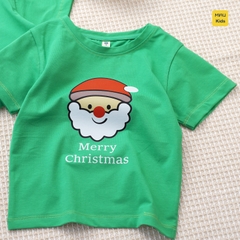 Áo phông Noel cho bé hoạ tiết Ông Già Noel Merry Christmas chất thun cotton thoáng mát mềm mịn cho bé mặc giáng sinh
