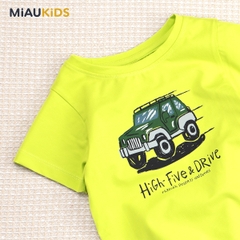 Bộ đồ bé trai cotton xe ô tô cá tính mềm mát cho bé mặc hè