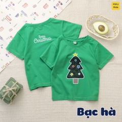 Áo thun Noel cho bé hoạ tiết hình cây thông noel đáng yêu chất thun cotton thoáng mát mềm mịn cho bé mặc đi chơi mùa giá