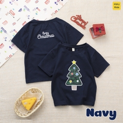 Áo thun Noel cho bé hoạ tiết hình cây thông noel đáng yêu chất thun cotton thoáng mát mềm mịn cho bé mặc đi chơi mùa giá
