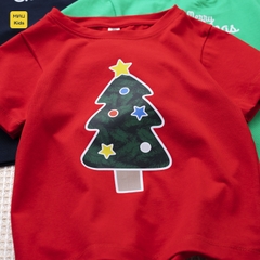Áo thun Noel cho bé hoạ tiết hình cây thông noel đáng yêu chất thun cotton thoáng mát mềm mịn cho bé mặc đi chơi mùa giá