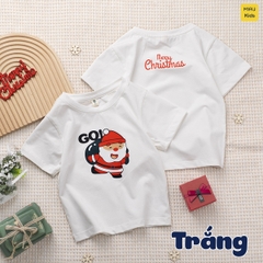 Áo thun Noel cho bé hoạ tiết Ông Già Noel mang quà đáng yêu chất thun cotton thoáng mát mềm mịn cho bé chơi giáng sinh