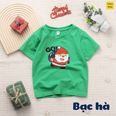 Áo thun Noel cho bé hoạ tiết Ông Già Noel mang quà đáng yêu chất thun cotton thoáng mát mềm mịn cho bé chơi giáng sinh