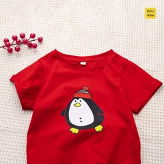 Áo thun Noel cho bé hoạ tiết Chú Chim thật đáng yêu chất thun cotton thoáng mát mềm mịn cho bé chơi giáng sinh
