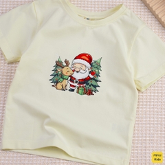 Áo Thun Cho Bé Trai, Bé Gái In Hình Ông Già Noel Và Chú Tuần Lộc-  Món Quà Thú Vị Cho Mùa Noel