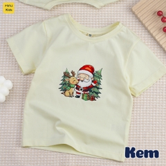 Áo Thun Cho Bé Trai, Bé Gái In Hình Ông Già Noel Và Chú Tuần Lộc-  Món Quà Thú Vị Cho Mùa Noel