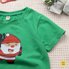 Áo thun Noel cho bé hoạ tiết Ông Già Noel mang quà đáng yêu chất thun cotton thoáng mát mềm mịn cho bé chơi giáng sinh