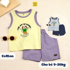 Bộ ba lỗ cotton bé trai hình chú chó đáng yêu mềm mại thoáng mát