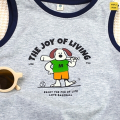 Bộ ba lỗ cotton bé trai hình chú chó đáng yêu mềm mại thoáng mát
