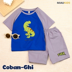 Bộ đồ khủng long cotton tay ngắn cho bé trai - Mềm mại thoáng mát